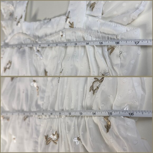 Adelyn Rae White Gold Embroidered Swiss Dot Tiered Ruffle Mini Dress Size L NEW! - Picture 7 of 16